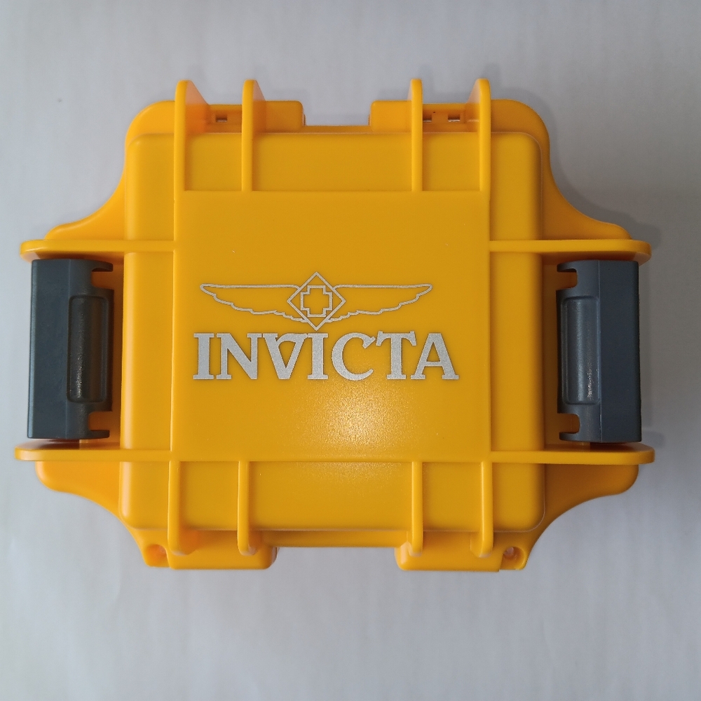 Invicta Watch Case Bright Yellow Case with Gray Latches NEW